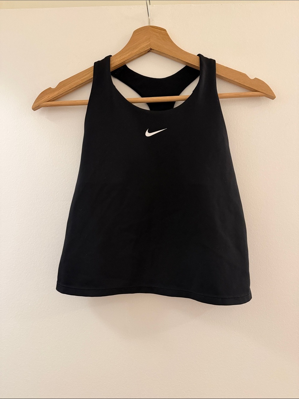 Nike Black Racerback Athletic Tank Top with White Swoosh Size Medium